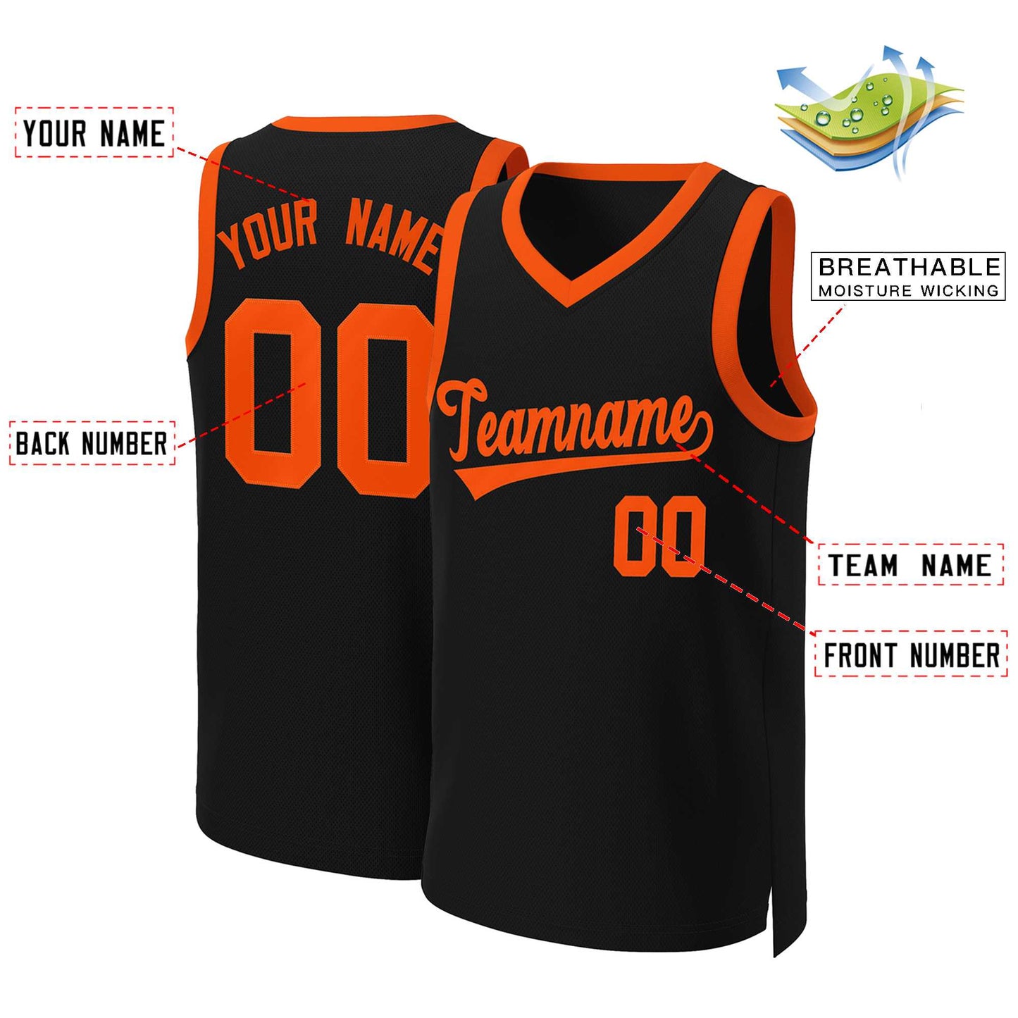 Custom Black Orange Classic Tops Basketball Jersey Limited