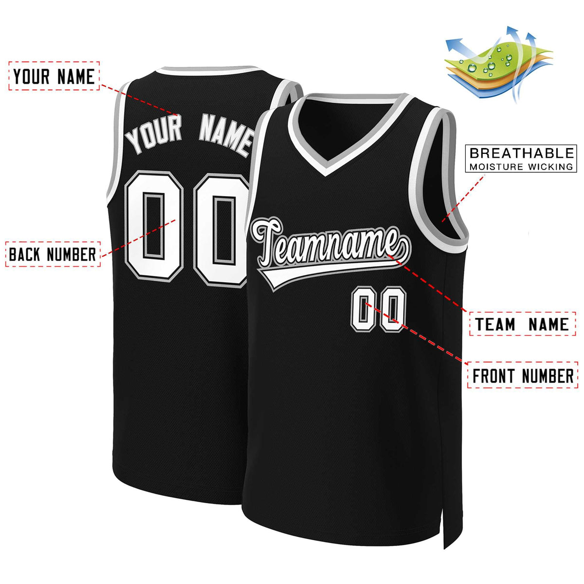 Custom Black White-Black Classic Tops Basketball Jersey Limited