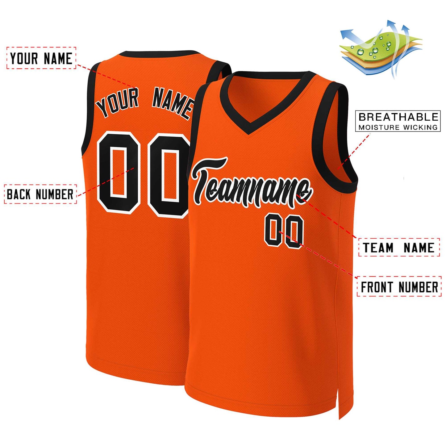Custom Orange Black-White Classic Tops Basketball Jersey Limited