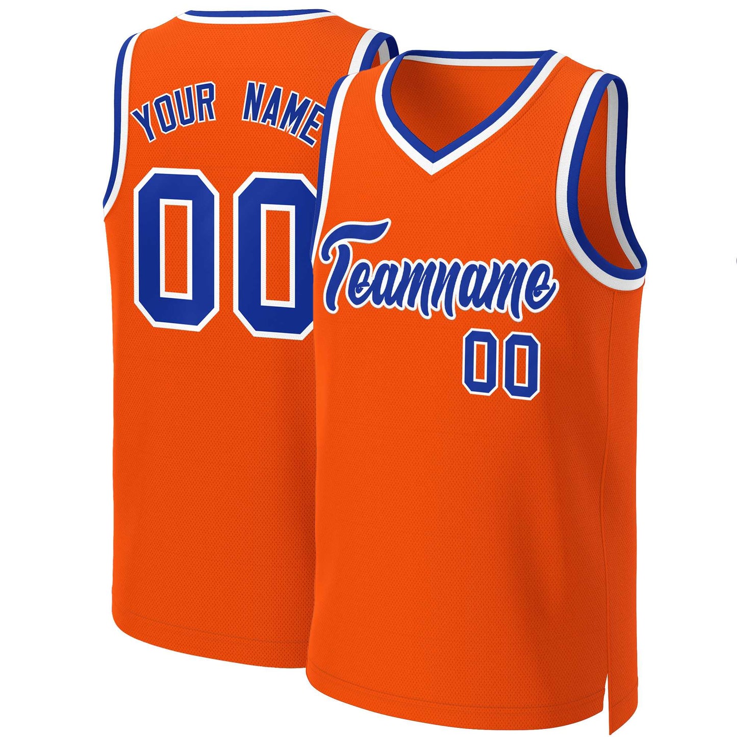 Custom Orange Royal-White Classic Tops Basketball Jersey