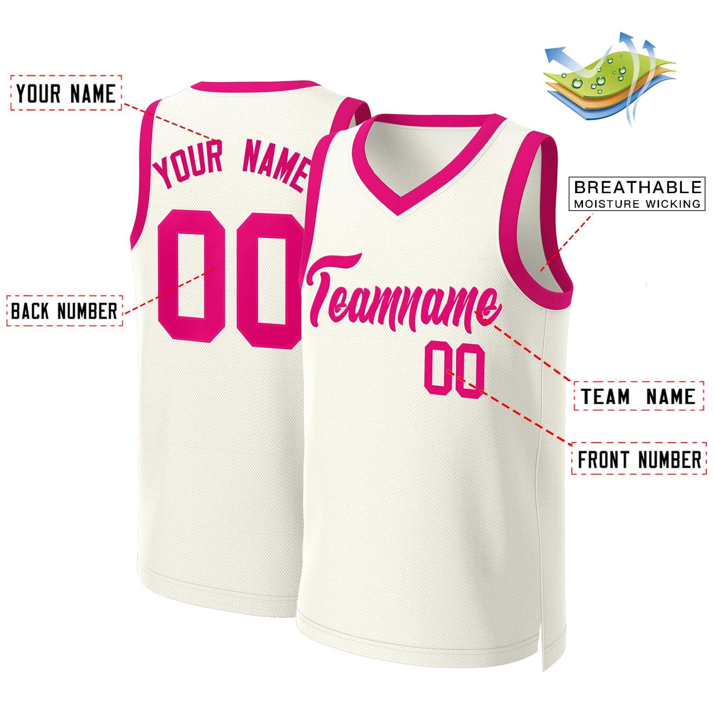 Custom Khaki Pink Classic Tops Basketball Jersey Limited