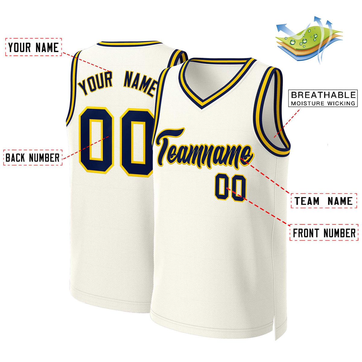 Custom Khaki Navy-Yellow Classic Tops Basketball Jersey Limited