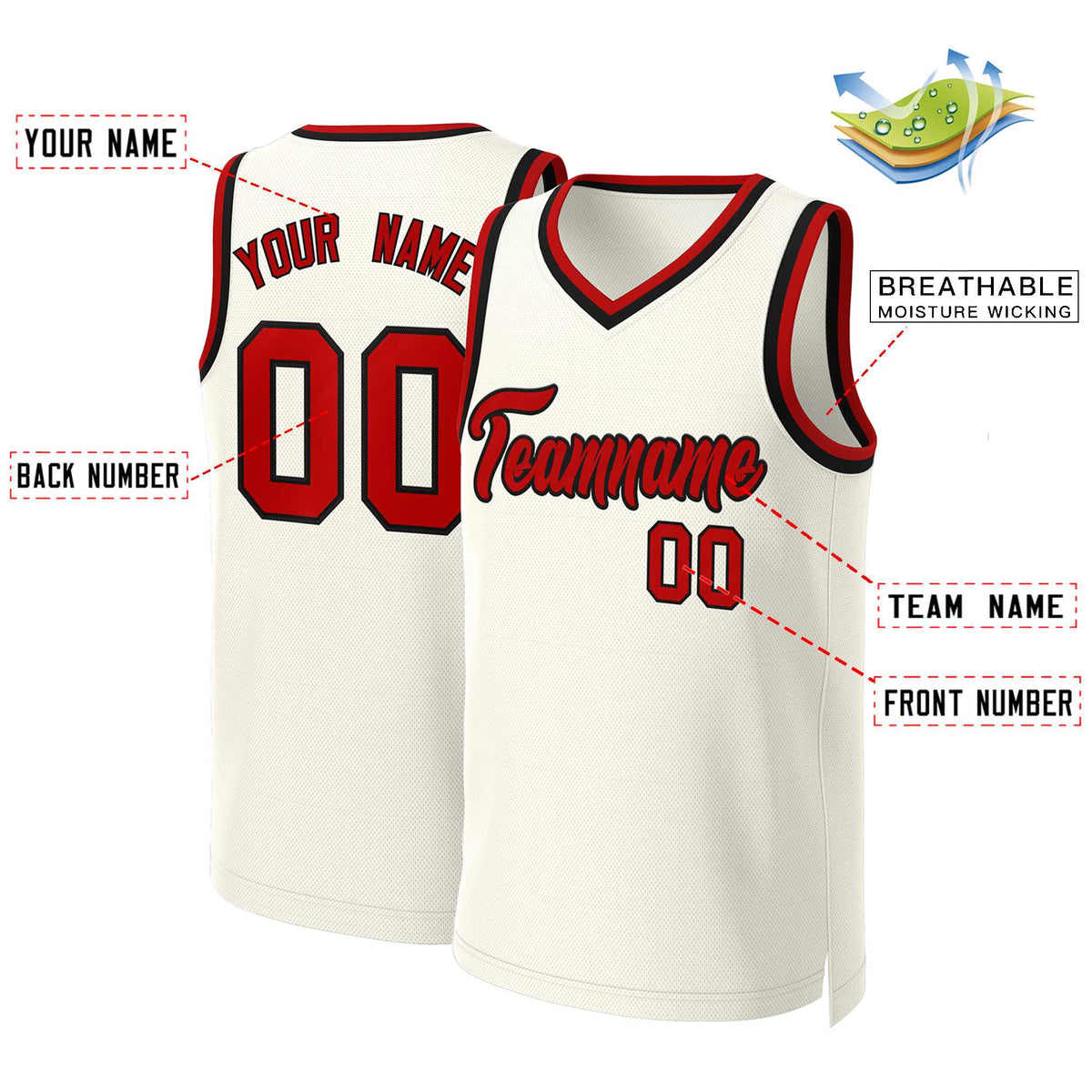Custom Khaki Red-Black Classic Tops Basketball Jersey Limited