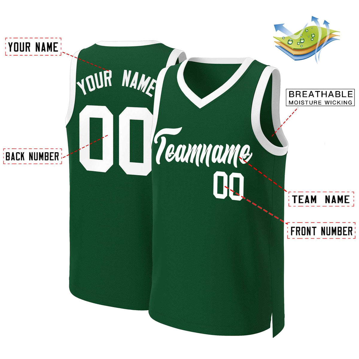 Custom Green White Classic Tops Basketball Jersey Limited