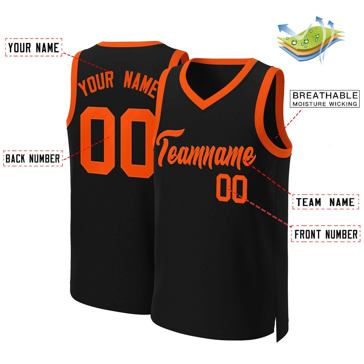 Custom Black Orange Classic Tops Basketball Jersey Limited
