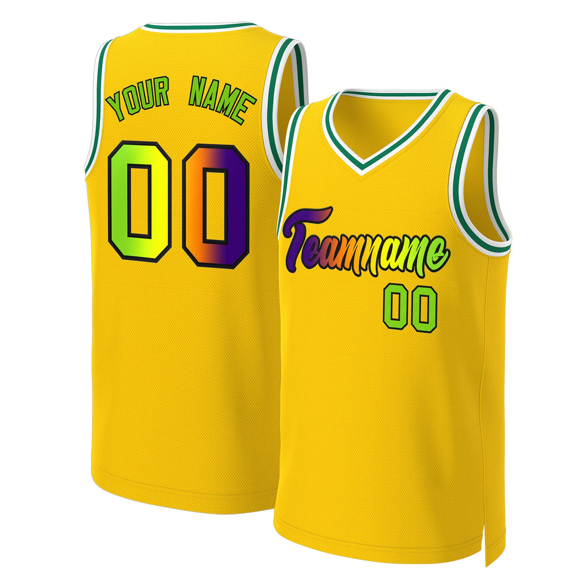 Custom Yellow Purple-Black Classic Gradient Fashion Tops Basketball Jersey