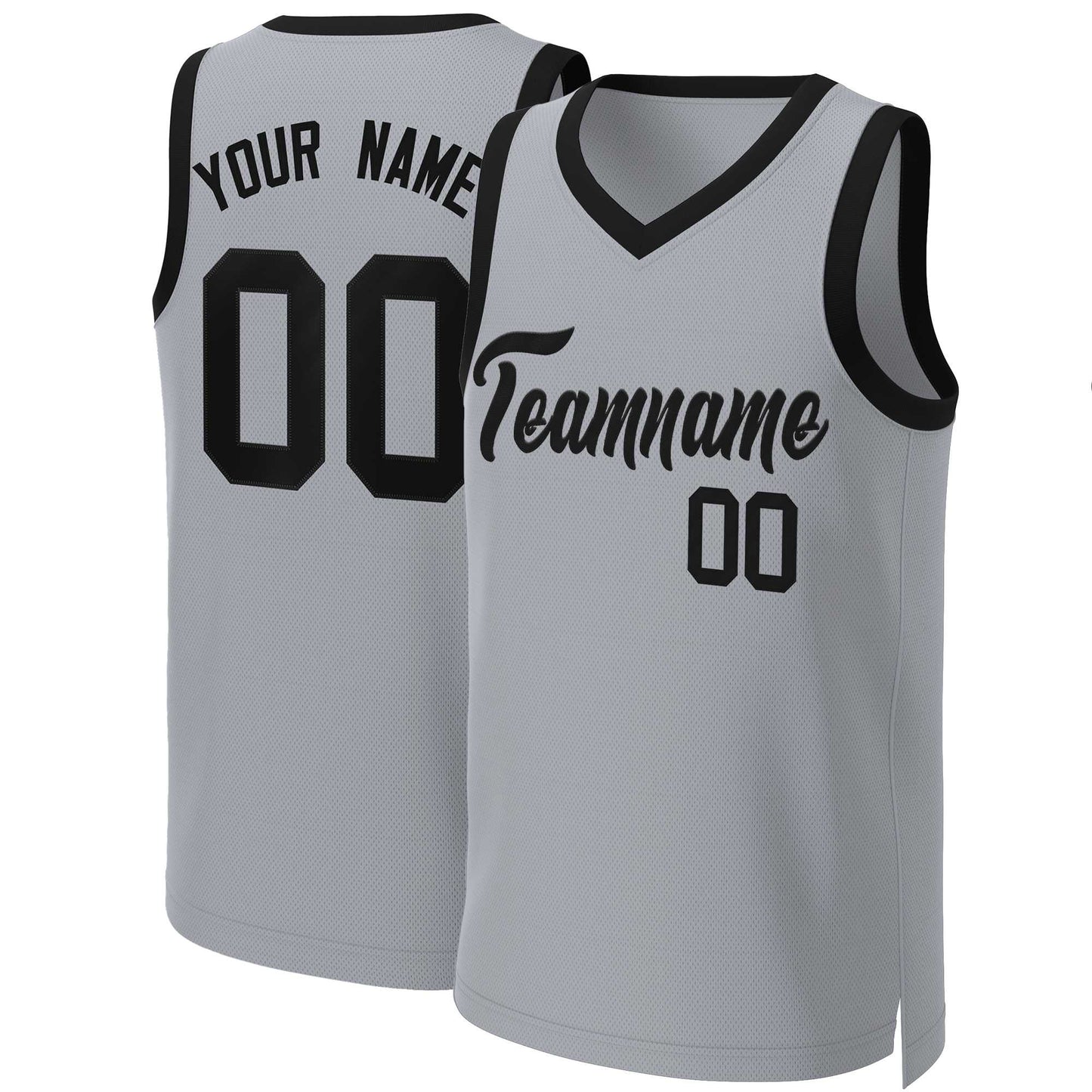 Custom Gray Black Classic Tops Basketball Jersey