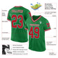 Custom Grass Green Red-Black Mesh Authentic Throwback Football Jersey Limited
