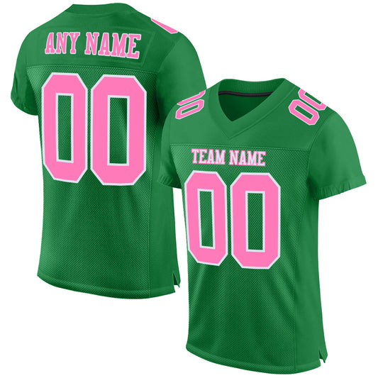 Custom Grass Green Pink-White Mesh Authentic Football Jersey Limited