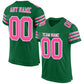 Custom Kelly Green Pink-White Mesh Authentic Football Jersey Limited