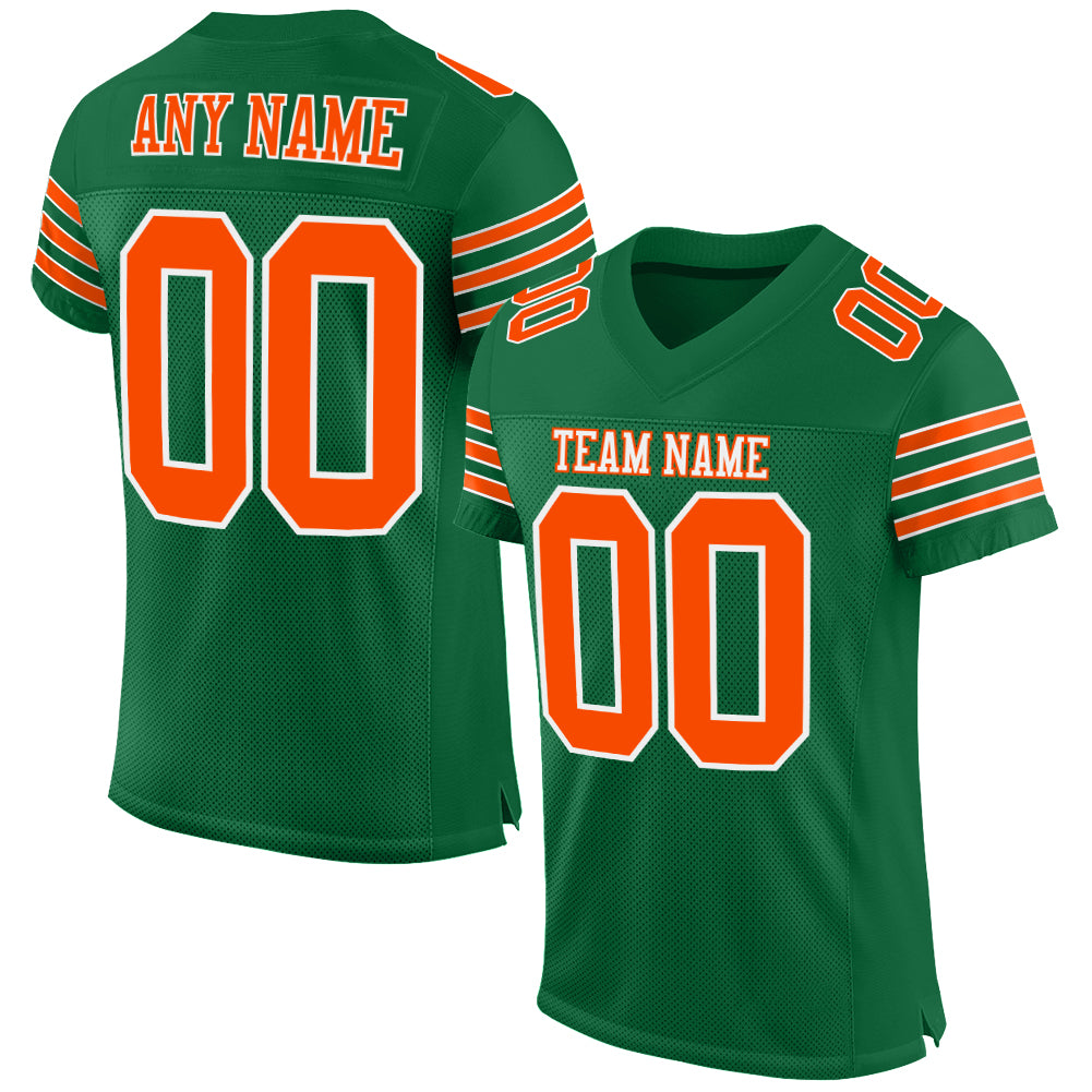 Custom Kelly Green Orange-White Mesh Authentic Football Jersey Limited