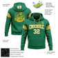 Custom Stitched Kelly Green White-Gold Football Pullover Sweatshirt Hoodie Limited