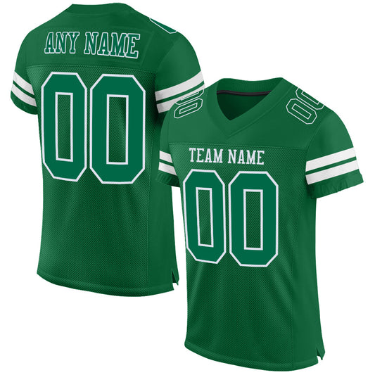 Custom Kelly Green White Mesh Authentic Football Jersey Limited