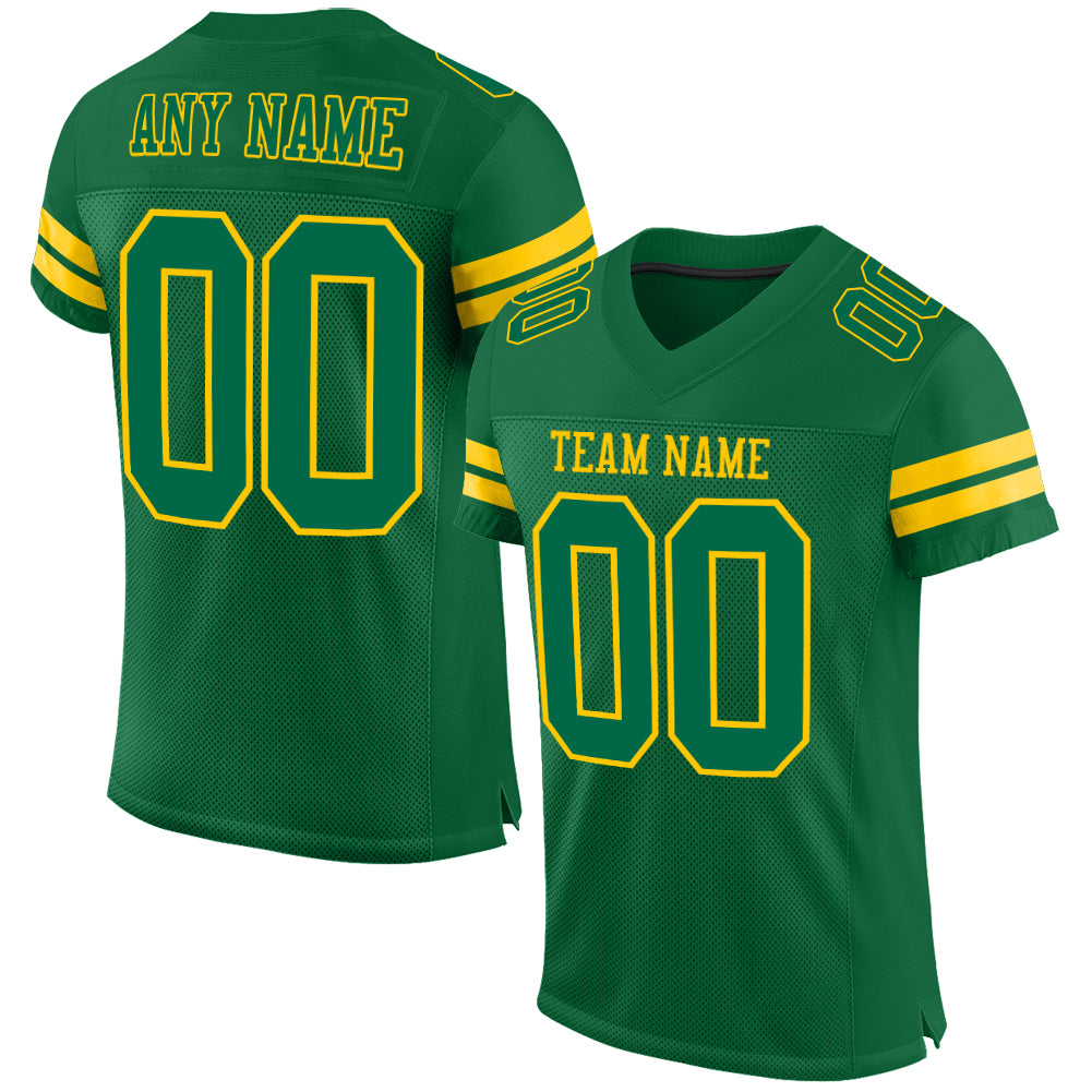 Custom Kelly Green Yellow Mesh Authentic Football Jersey Limited