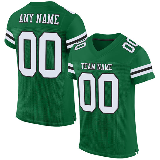 Custom Kelly Green White-Black Mesh Authentic Football Jersey Limited