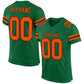 Custom Kelly Green Orange-Black Mesh Authentic Football Jersey Limited