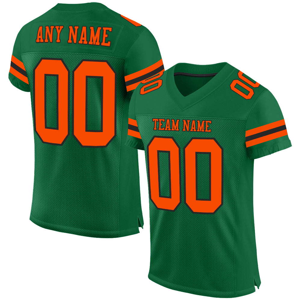 Custom Kelly Green Orange-Black Mesh Authentic Football Jersey Limited