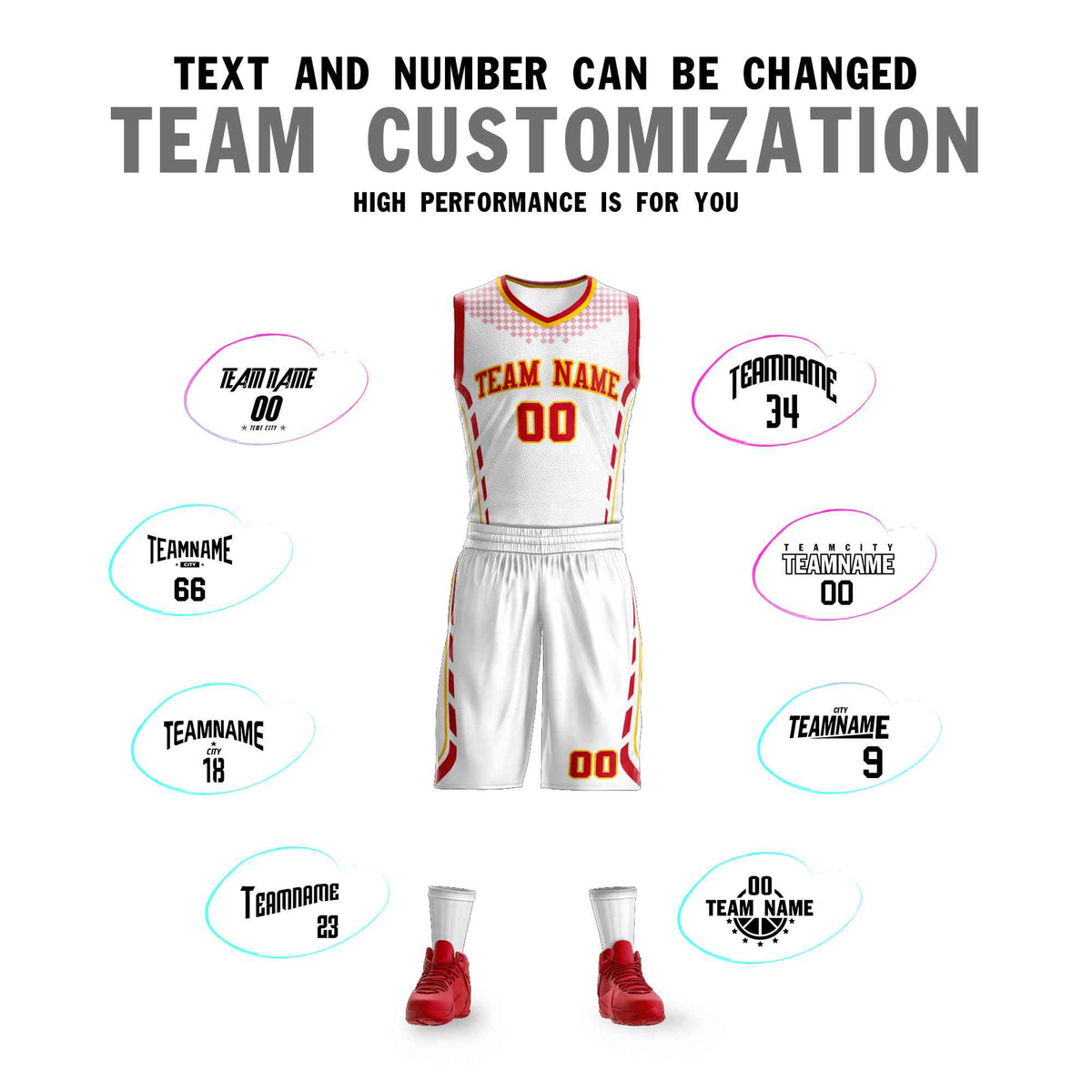 Custom White Red-Gold Graffiti Pattern Sets Oblique Bar Basketball Jersey Limited