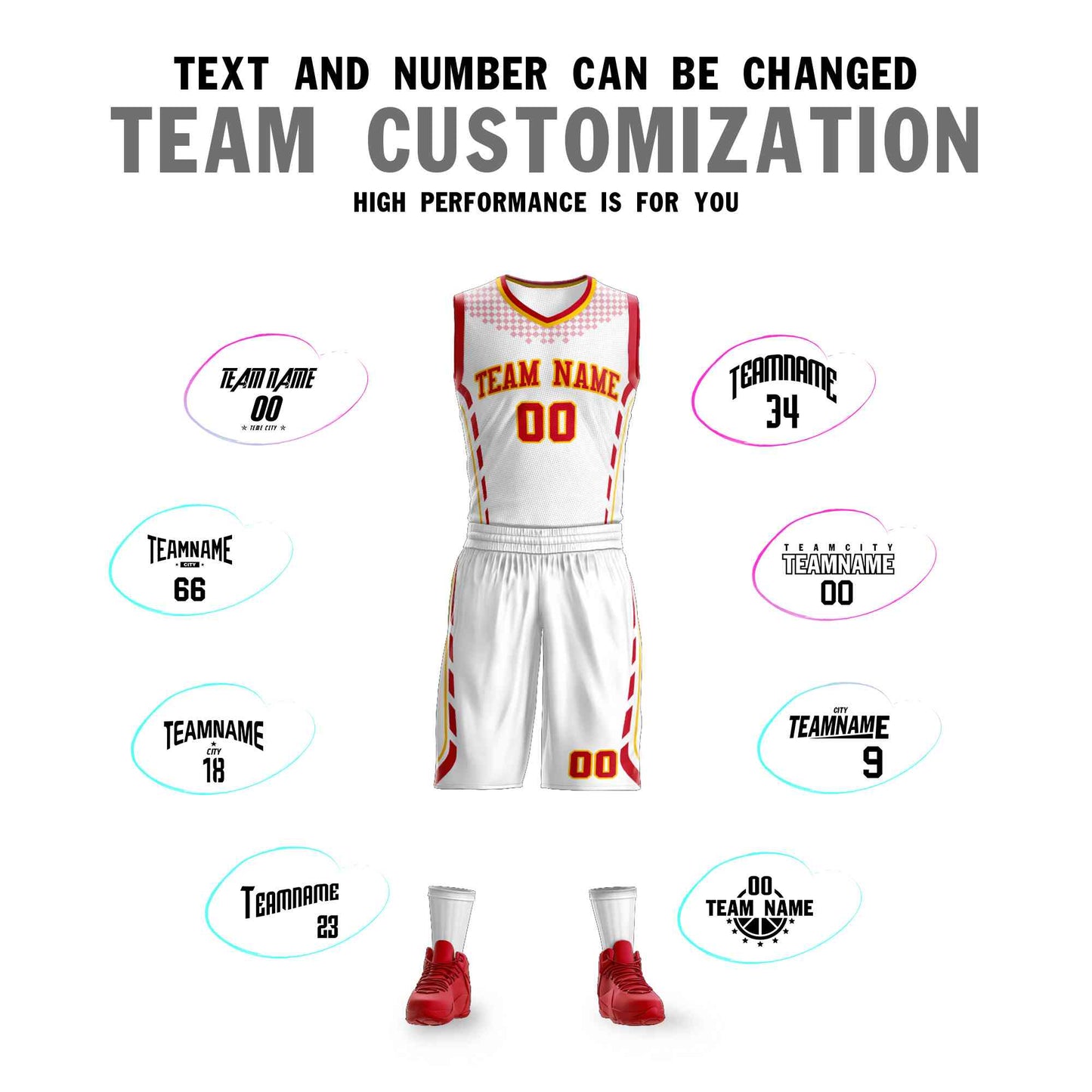 Custom White Red-Gold Graffiti Pattern Sets Oblique Bar Basketball Jersey Limited