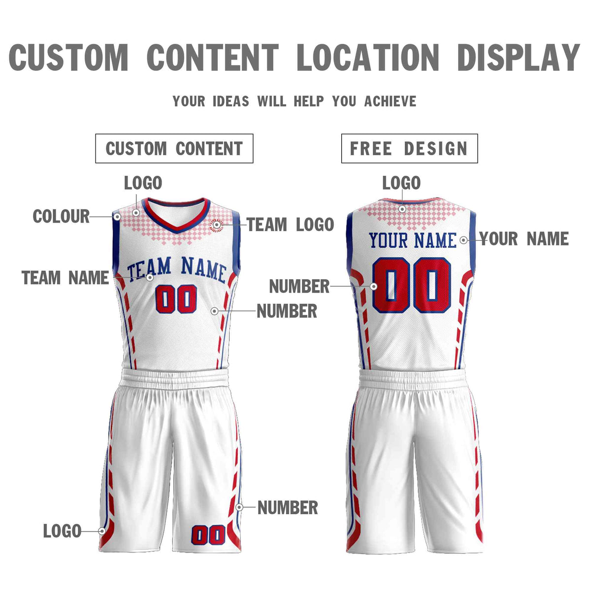 Custom White Royal Graffiti Pattern Sets Oblique Bar Basketball Jersey Limited