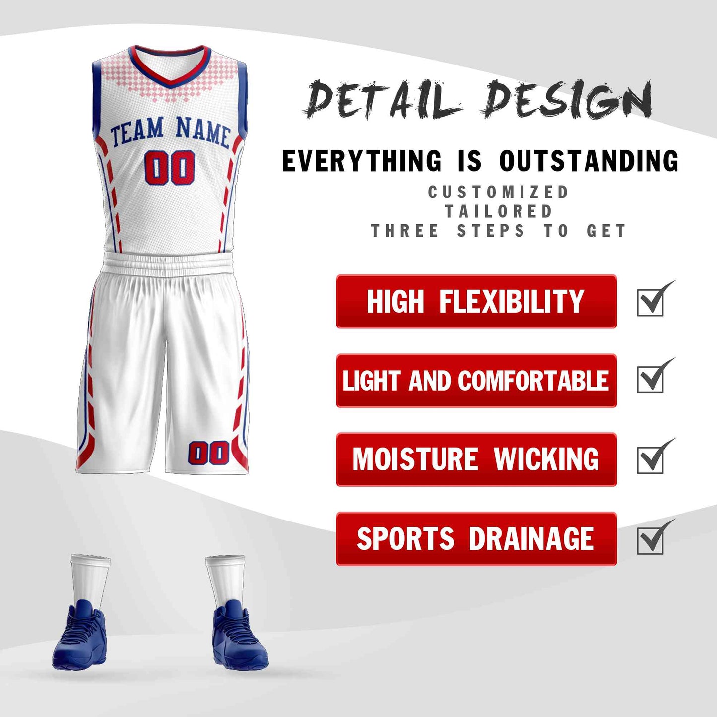 Custom White Royal Graffiti Pattern Sets Oblique Bar Basketball Jersey Limited