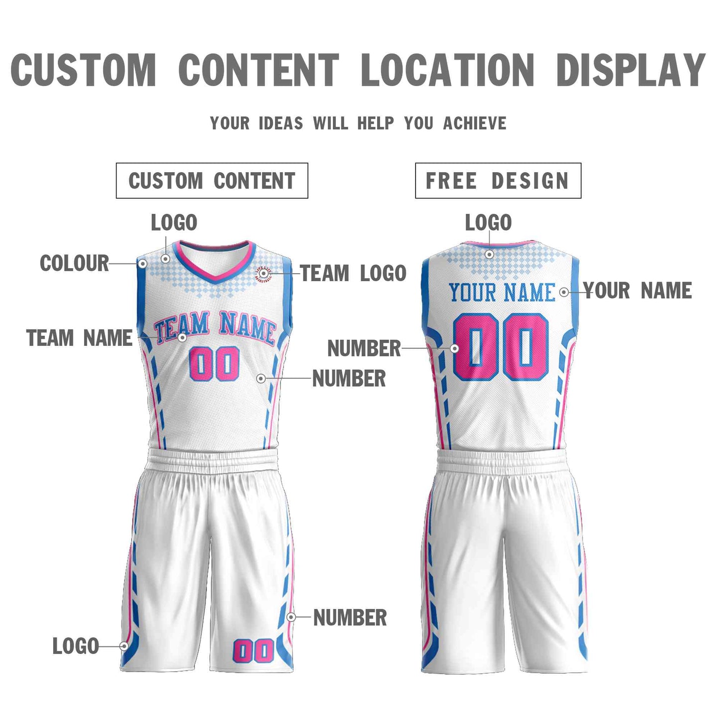 Custom White Powder Blue Graffiti Pattern Sets Oblique Bar Basketball Jersey Limited