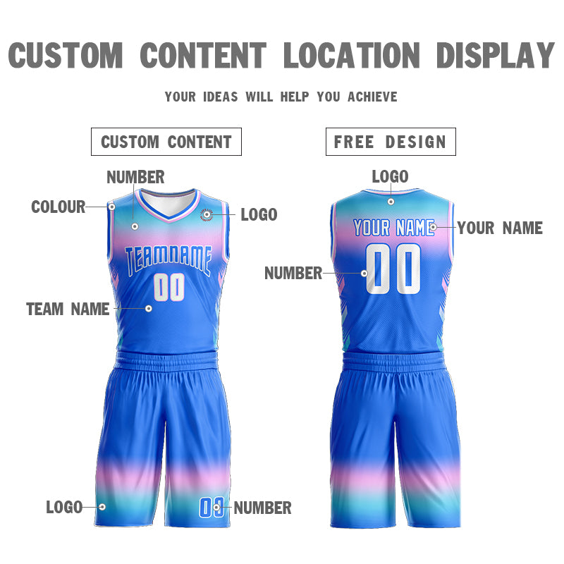 Custom Powder Blue Blue Powder Blue-White Gradient Fashion Sets Basketball Jersey Limited