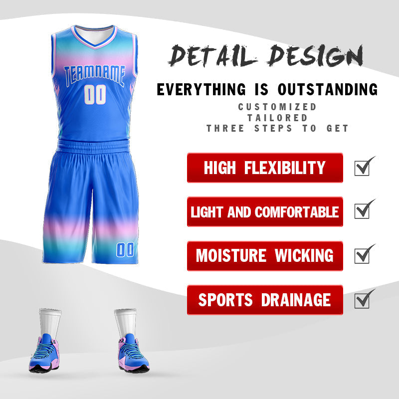 Custom Powder Blue Blue Powder Blue-White Gradient Fashion Sets Basketball Jersey Limited