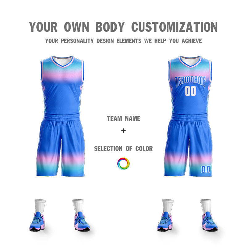 Custom Powder Blue Blue Powder Blue-White Gradient Fashion Sets Basketball Jersey Limited