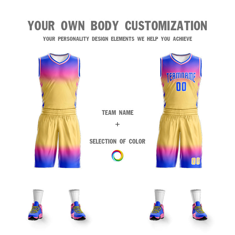 Custom Royal Rose Pink Royal-White Gradient Fashion Sets Basketball Jersey Limited