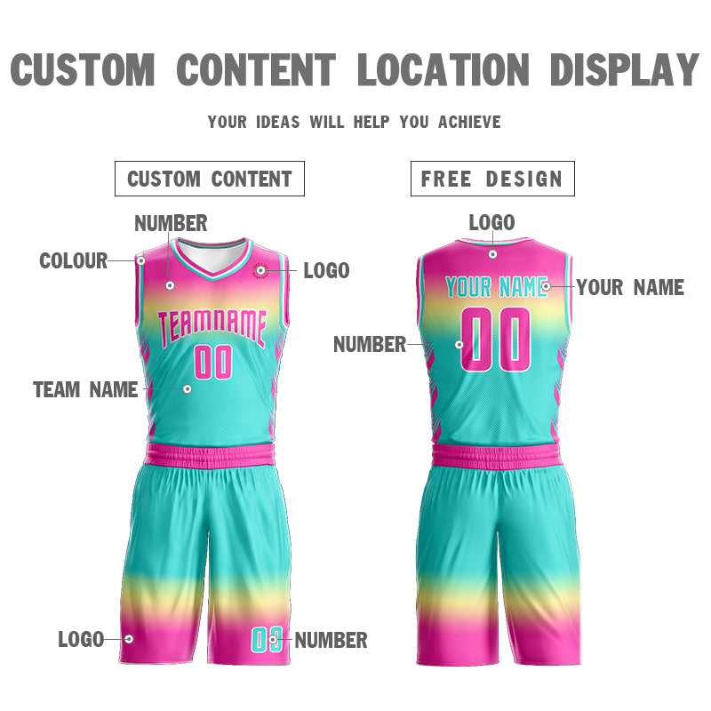 Custom Rose Pink Yellow Pink-White Gradient Fashion Sets Basketball Jersey Limited