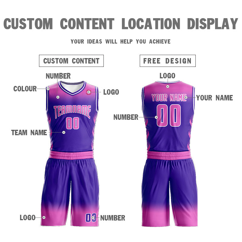 Custom Pink Purple Pink-White Gradient Fashion Sets Basketball Jersey Limited