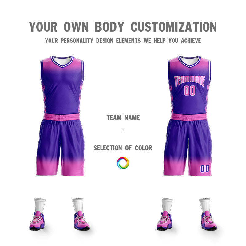Custom Pink Purple Pink-White Gradient Fashion Sets Basketball Jersey Limited