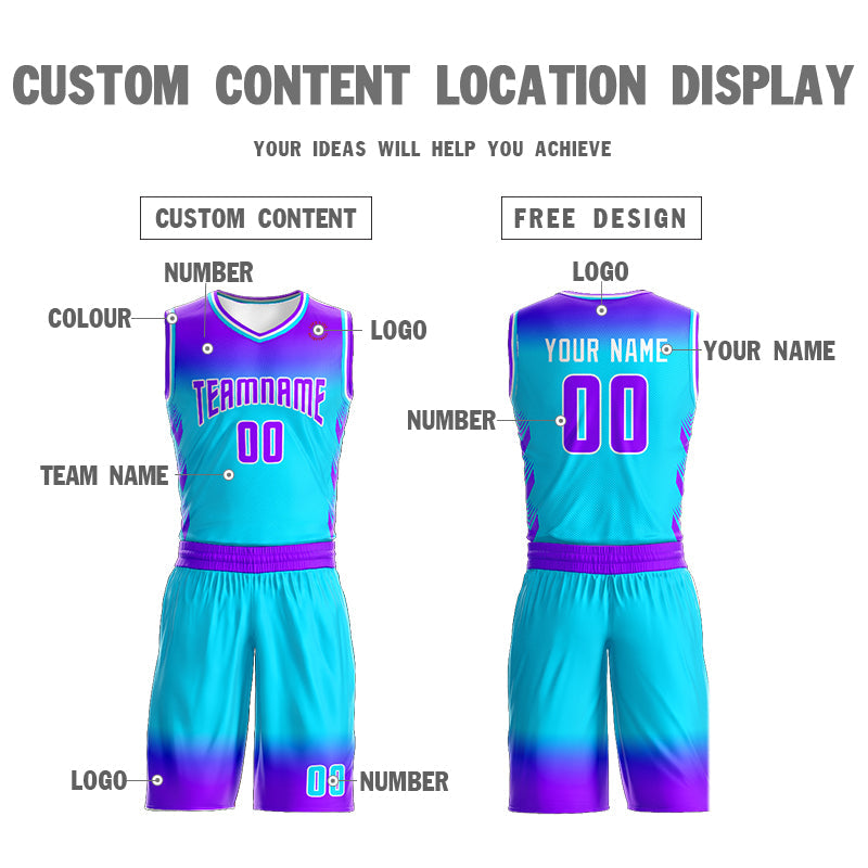 Custom Purple Blue Purple-White Gradient Fashion Sets Basketball Jersey Limited