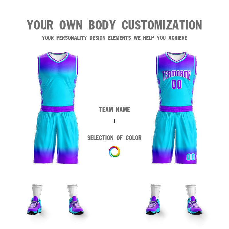 Custom Purple Blue Purple-White Gradient Fashion Sets Basketball Jersey Limited
