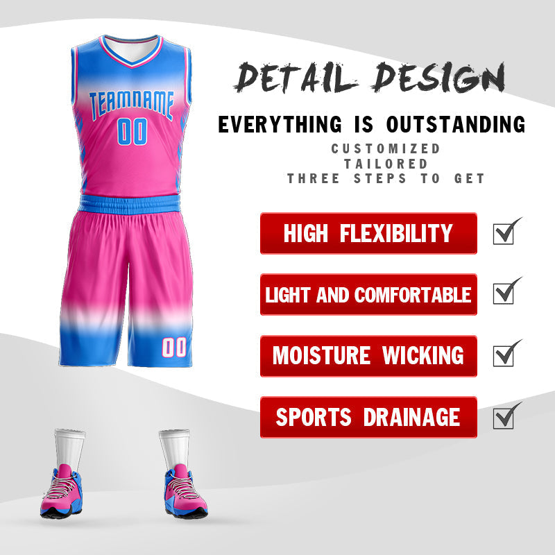 Custom Powder Blue White Powder Blue-White Gradient Fashion Sets Basketball Jersey Limited