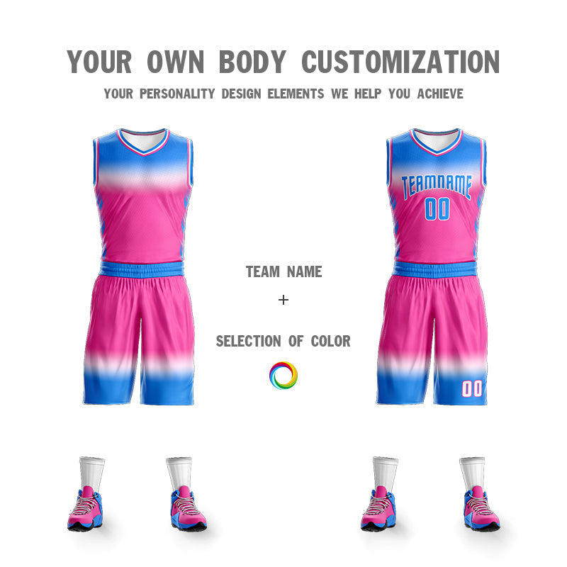 Custom Powder Blue White Powder Blue-White Gradient Fashion Sets Basketball Jersey Limited