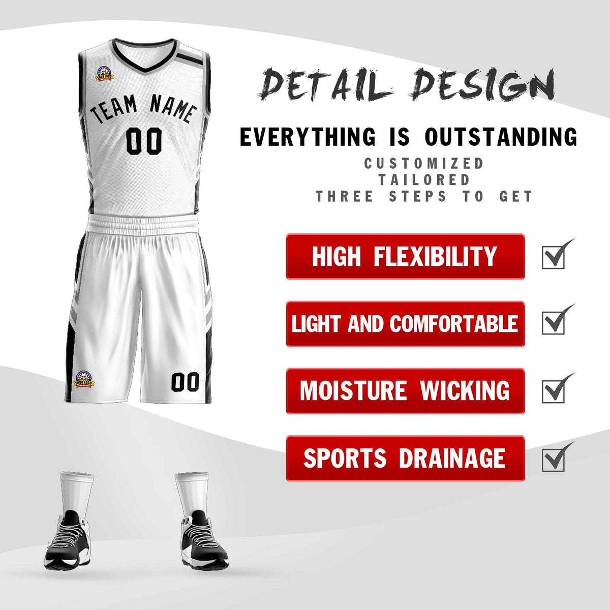 Custom White Black Classic Sets Mesh Basketball Jersey Limited