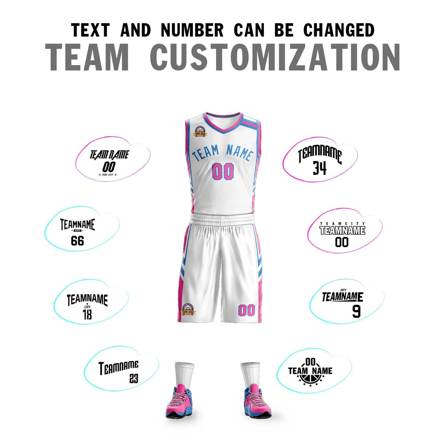 Custom White Powder Blue Classic Sets Mesh Basketball Jersey Limited