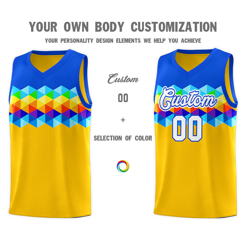 Custom Royal Gold-White Personalized Colorful Basketball Jersey Sets Limited