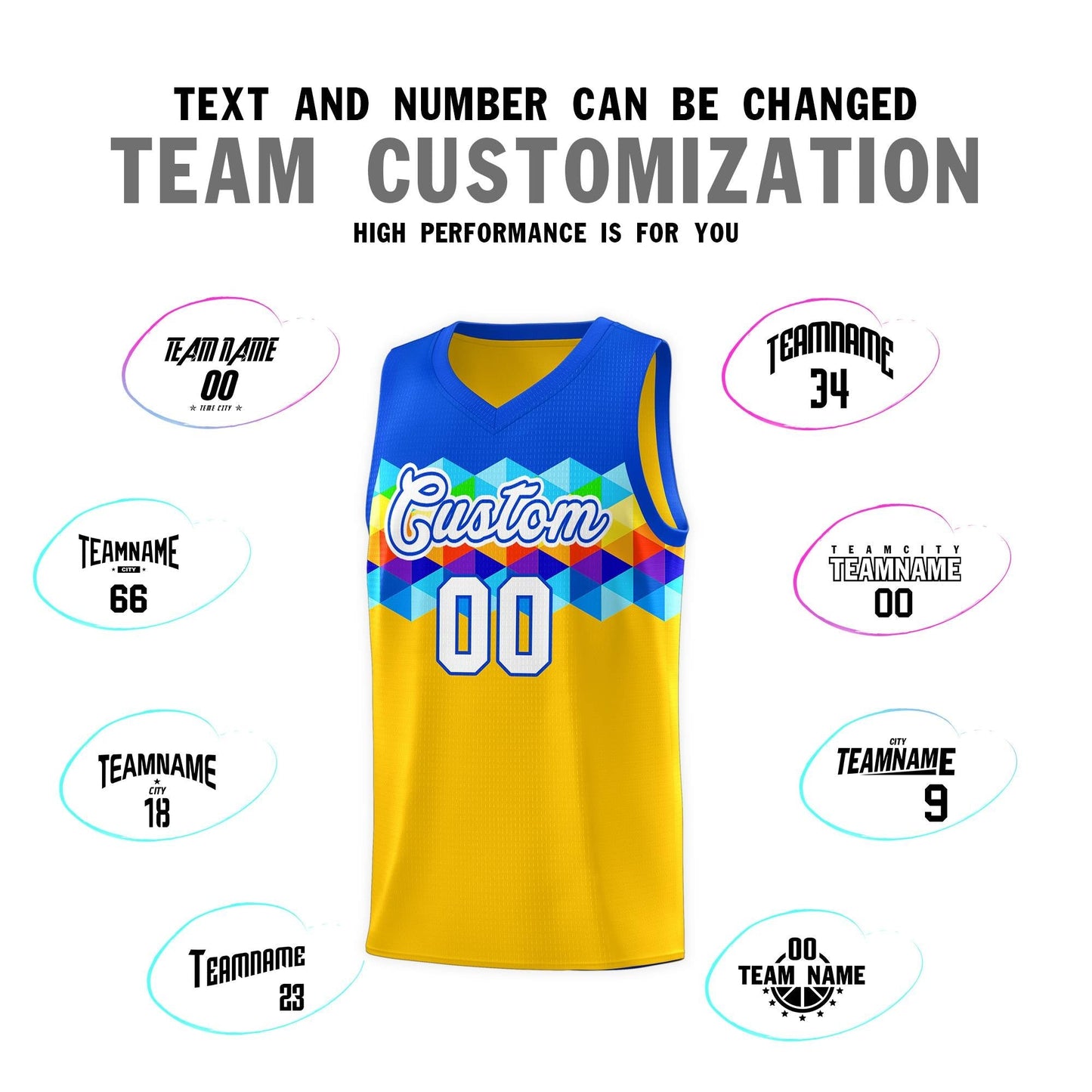 Custom Royal Gold-White Personalized Colorful Basketball Jersey Sets Limited