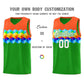 Custom Orange Green-White Personalized Colorful Basketball Jersey Sets Limited