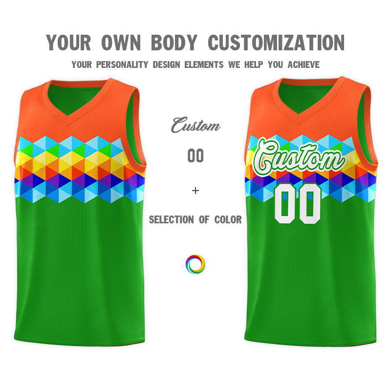 Custom Orange Green-White Personalized Colorful Basketball Jersey Sets Limited