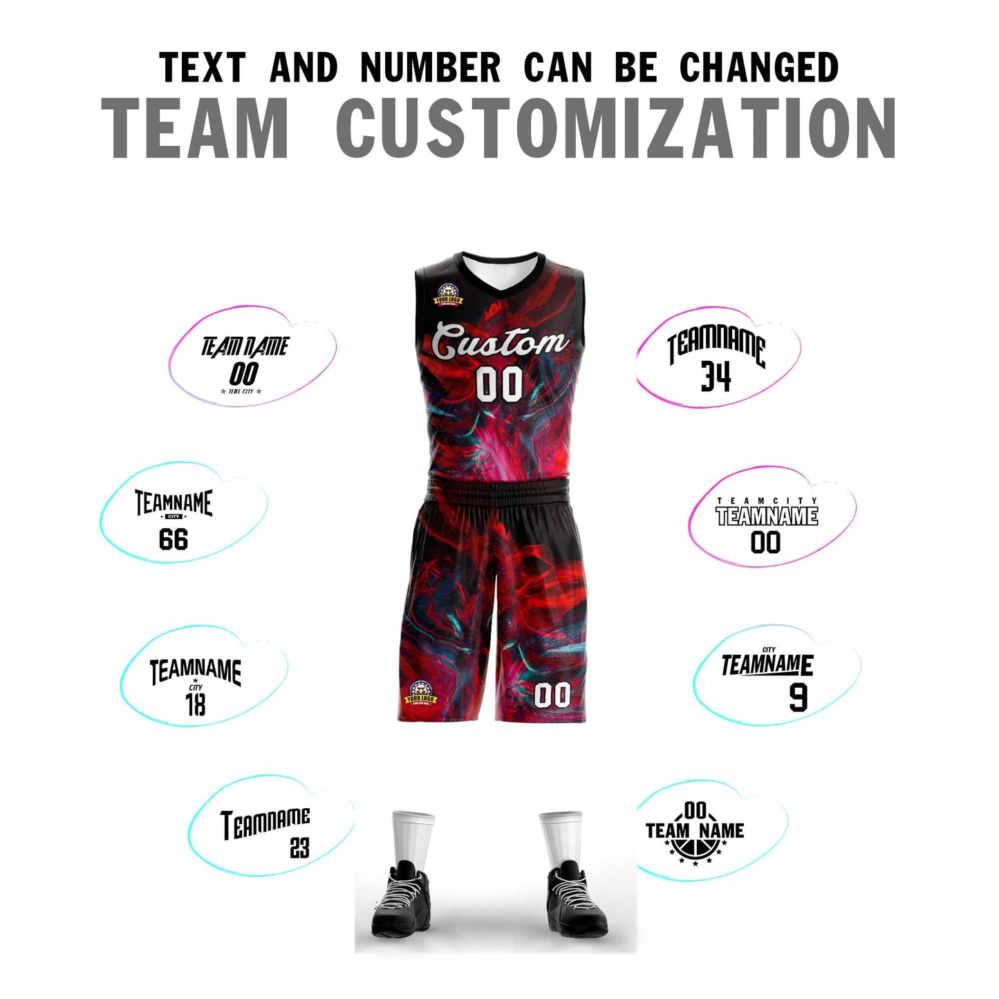 Custom Black White-Black Graffiti Pattern Sets Mesh Basketball Jersey Limited