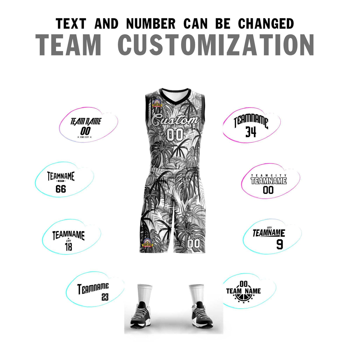 Custom Black White-Black Graffiti Pattern Sets Mesh Basketball Jersey Limited