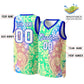 Custom Green White-Royal Graffiti Pattern Tops Mesh Basketball Jersey Limited