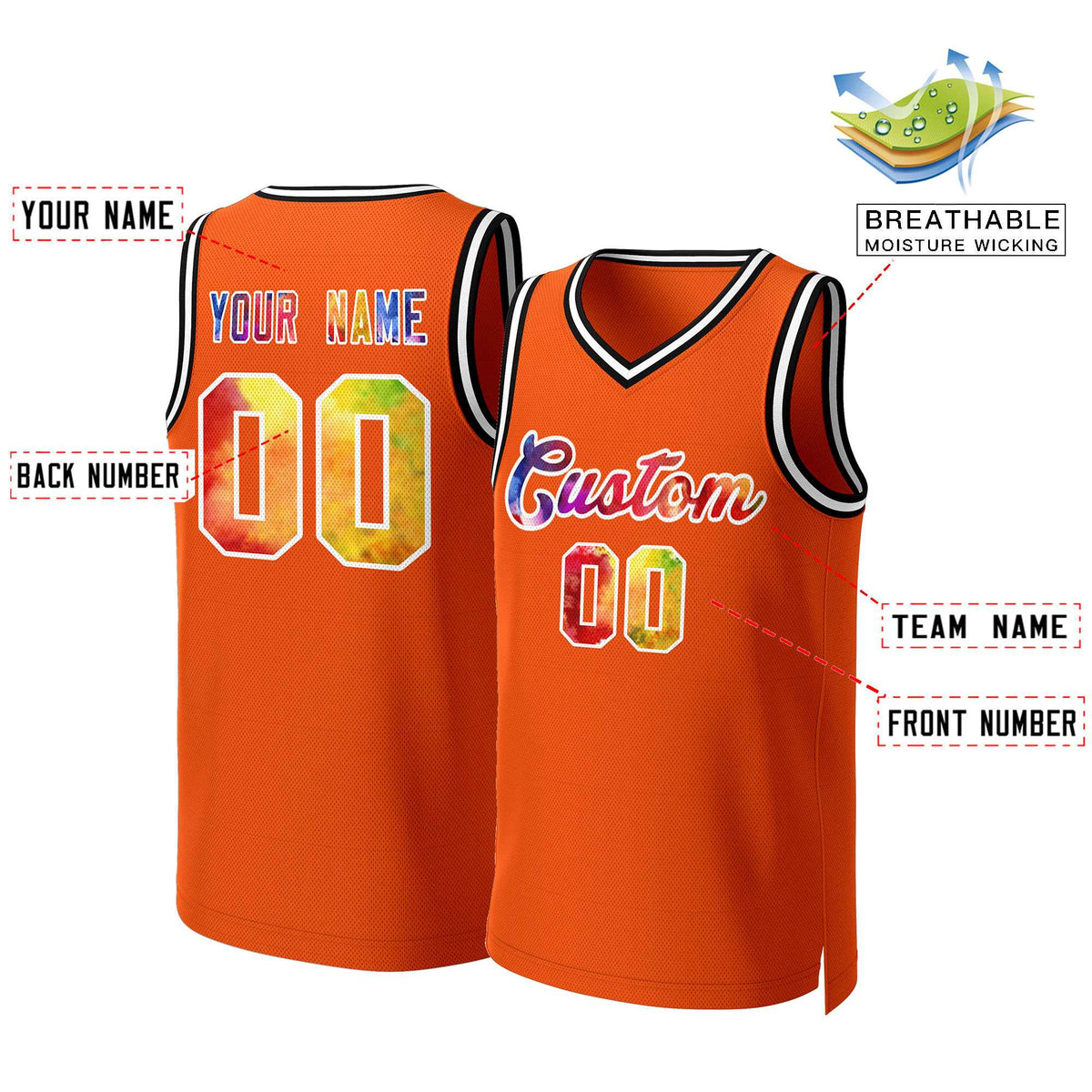 Custom Orange Graffiti-White Graffiti Pattern Tops Mesh Basketball Jersey Limited