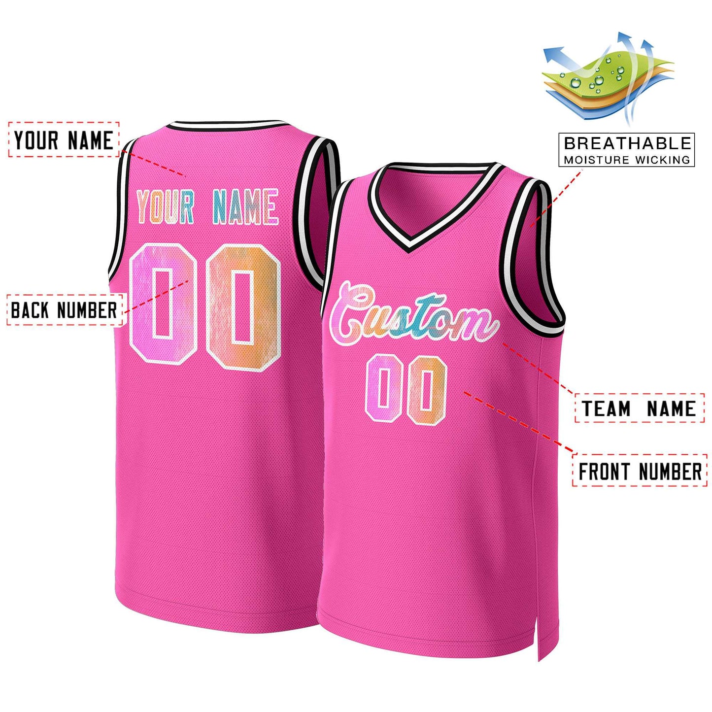 Custom Pink Graffiti-White Graffiti Pattern Tops Mesh Basketball Jersey Limited