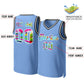 Custom Light Blue Graffiti-White Graffiti Pattern Tops Mesh Basketball Jersey Limited