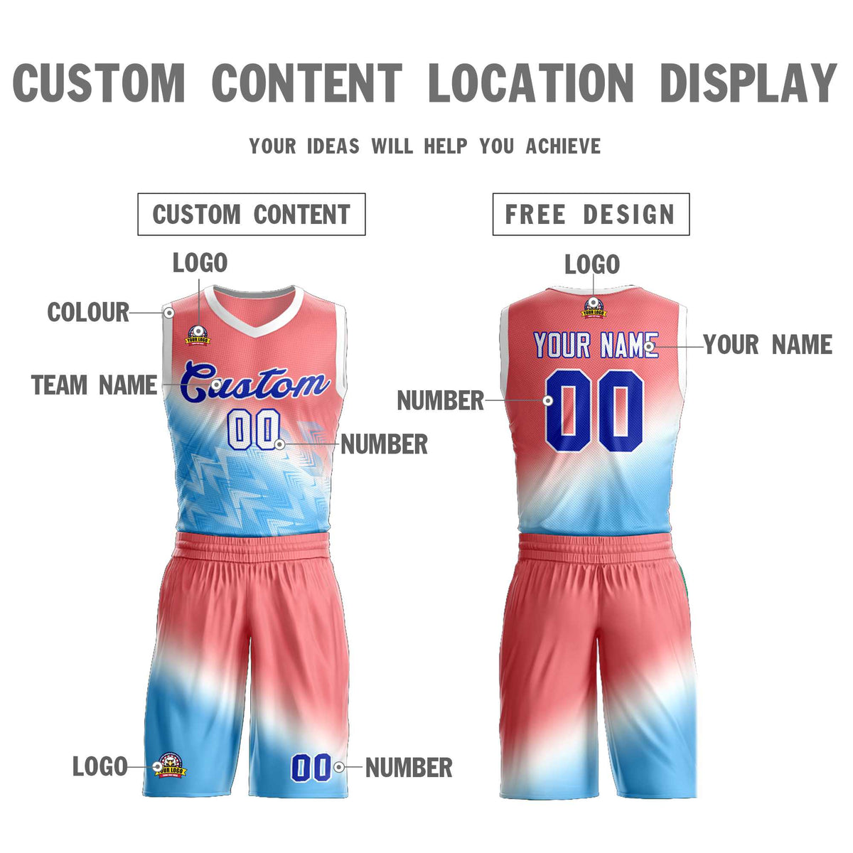 Custom Red Blue-Royal Gradient Fashion Sets Slash Basketball Jersey Limited